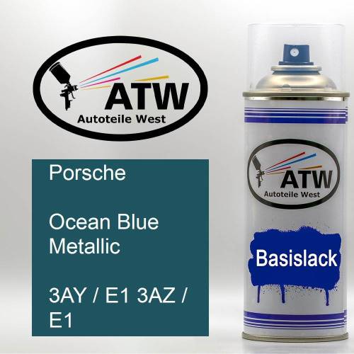 Porsche, Ocean Blue Metallic, 3AY / E1 3AZ / E1: 400ml Sprühdose, von ATW Autoteile West.